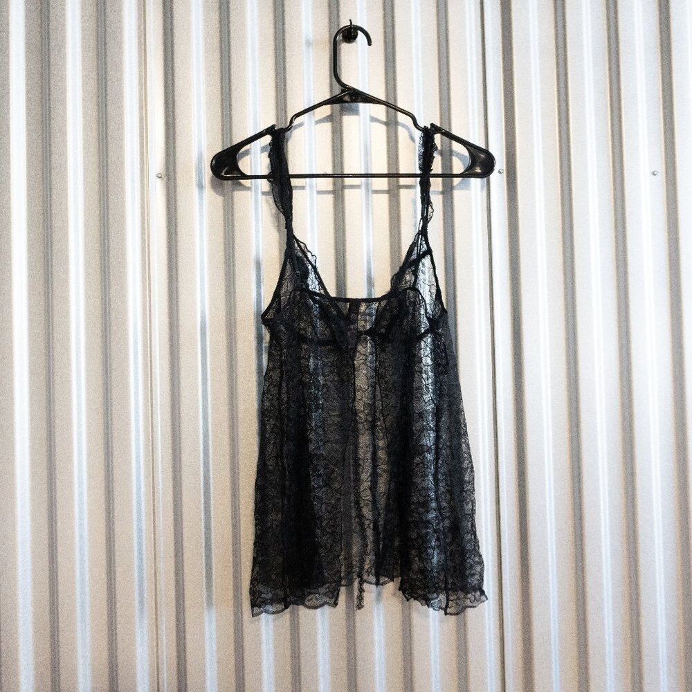 Victoria's Secret Black Lace Babydoll Slip (L)